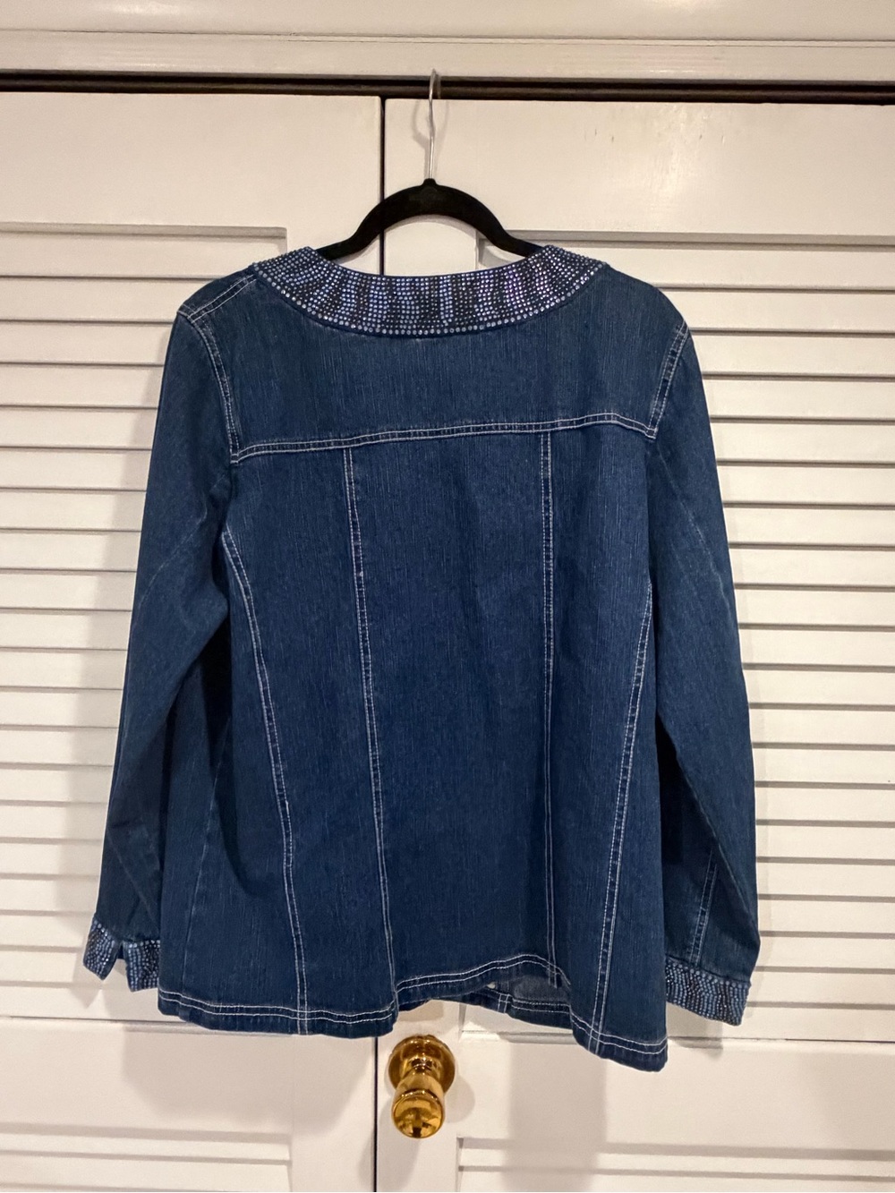 Quacker Factory Rhinestone Embellished Denim Jacket Size Large - Picture 2 of 3